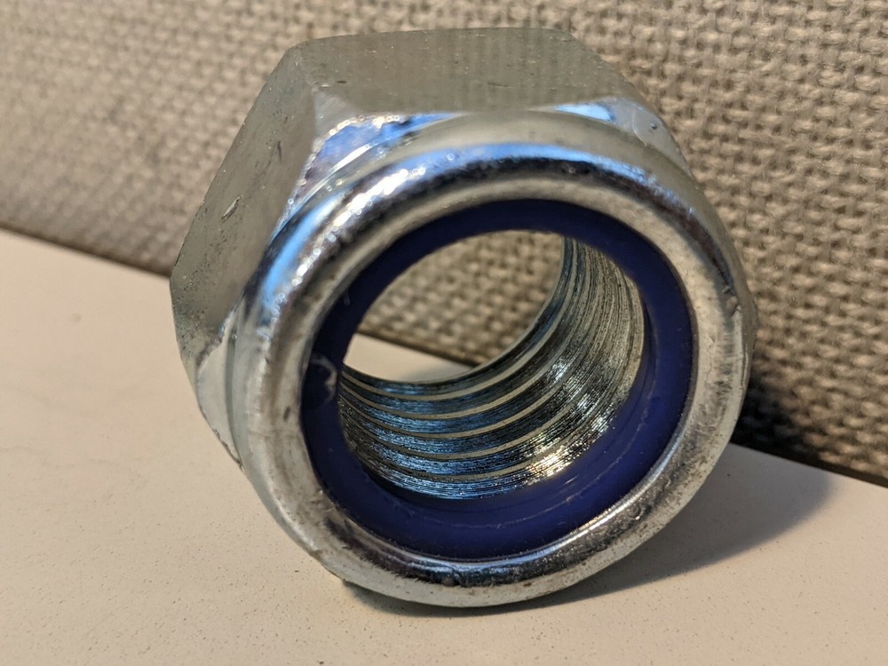 1"-8 NYLON INSERT LOCK NUT ZINC PLATED TWO EACH