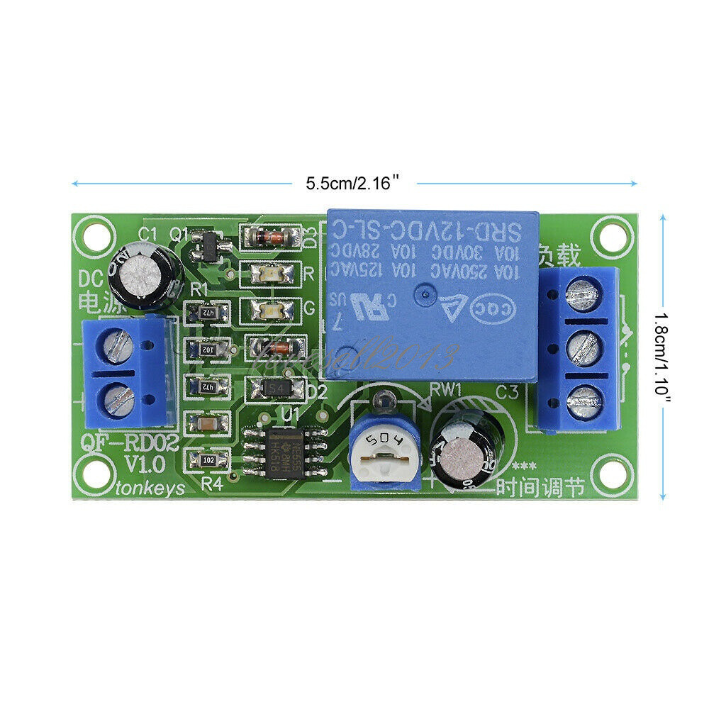 DC 12V 0-60 Second Adjustable Delay Time Turn off Switch NE555 Timer Relay