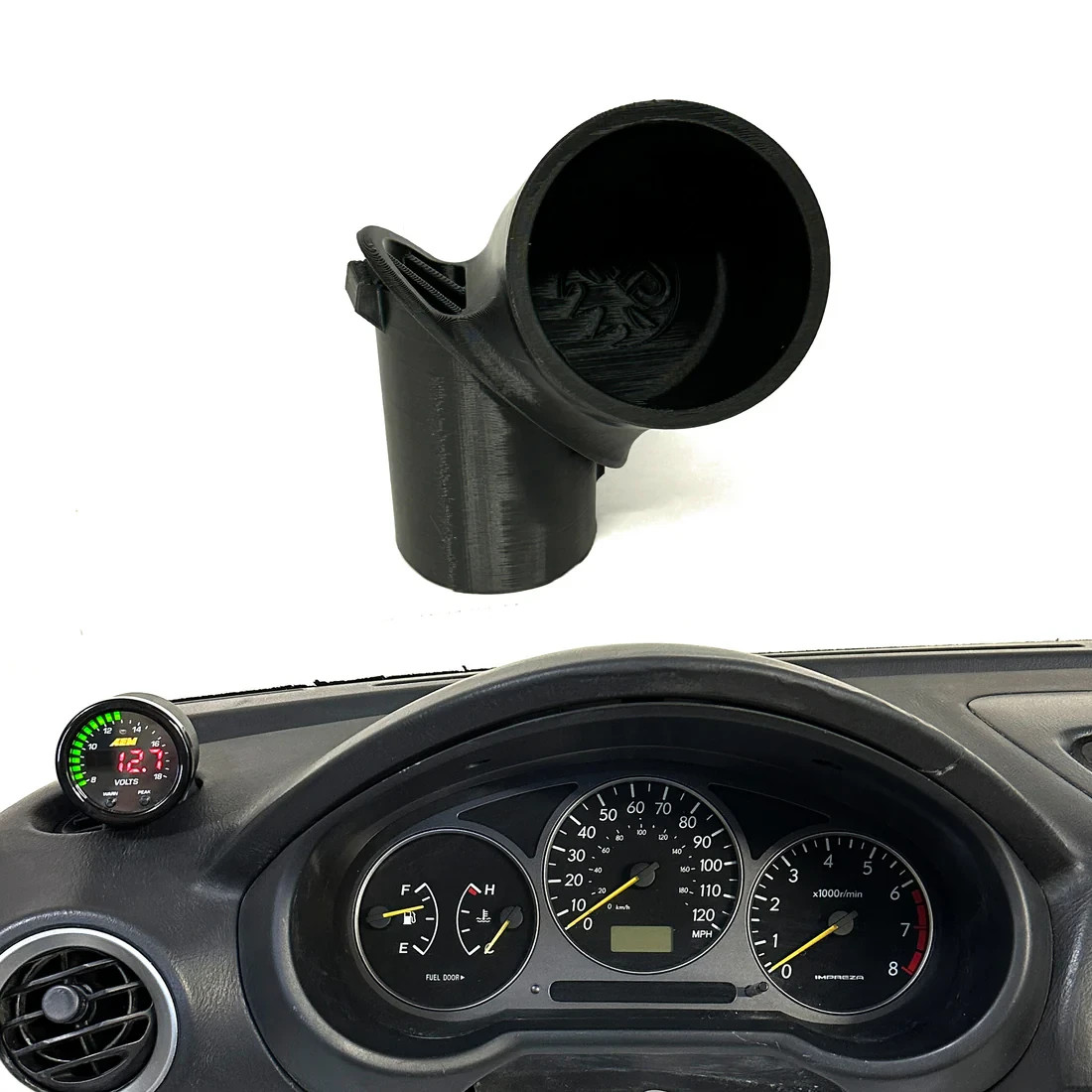 Single gauge pod mount for 2002-2007 Impreza WRX functional defrost vent