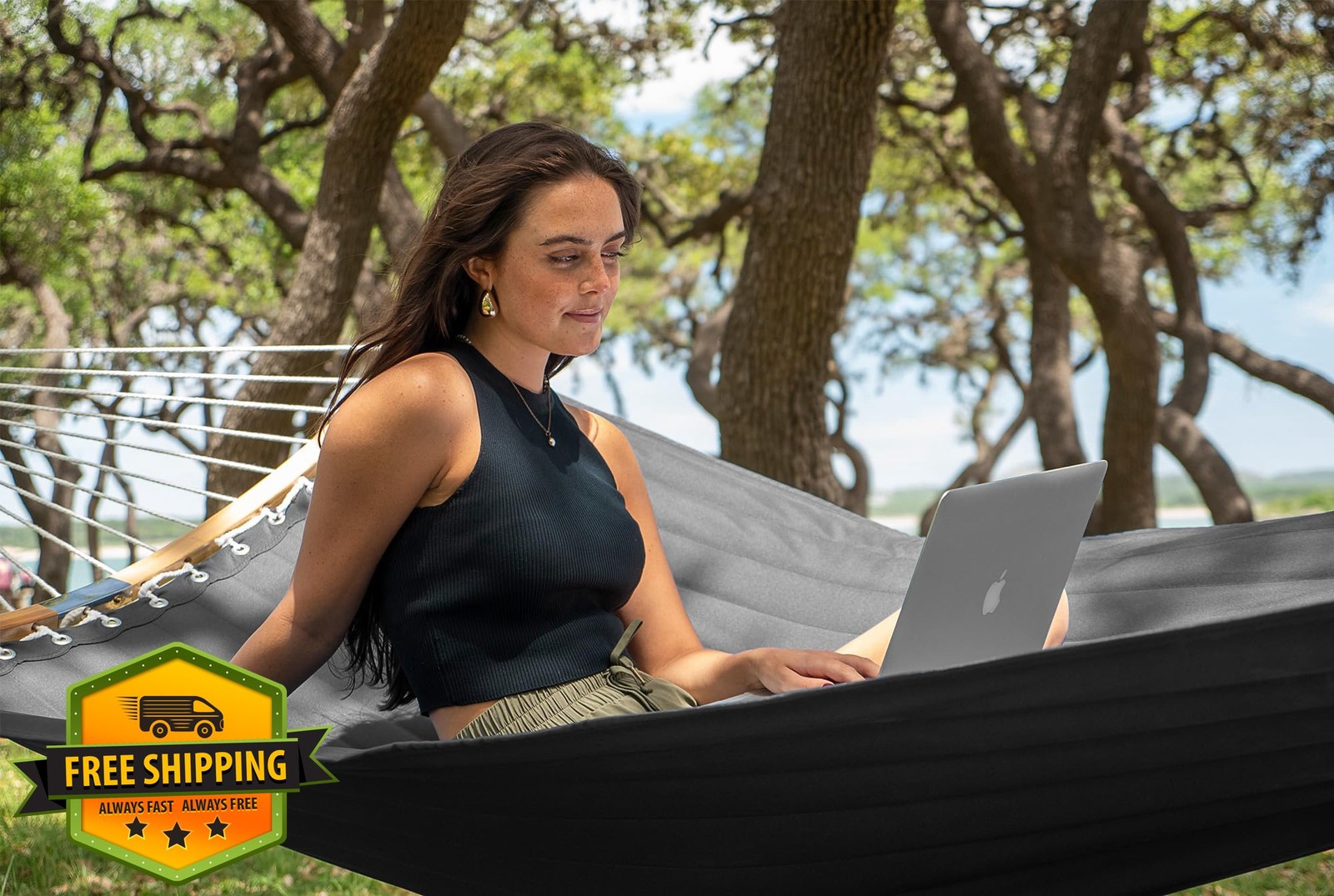 SUPERJARE Hammock Stand 2 Person Gray Heavy Duty Portable Bag