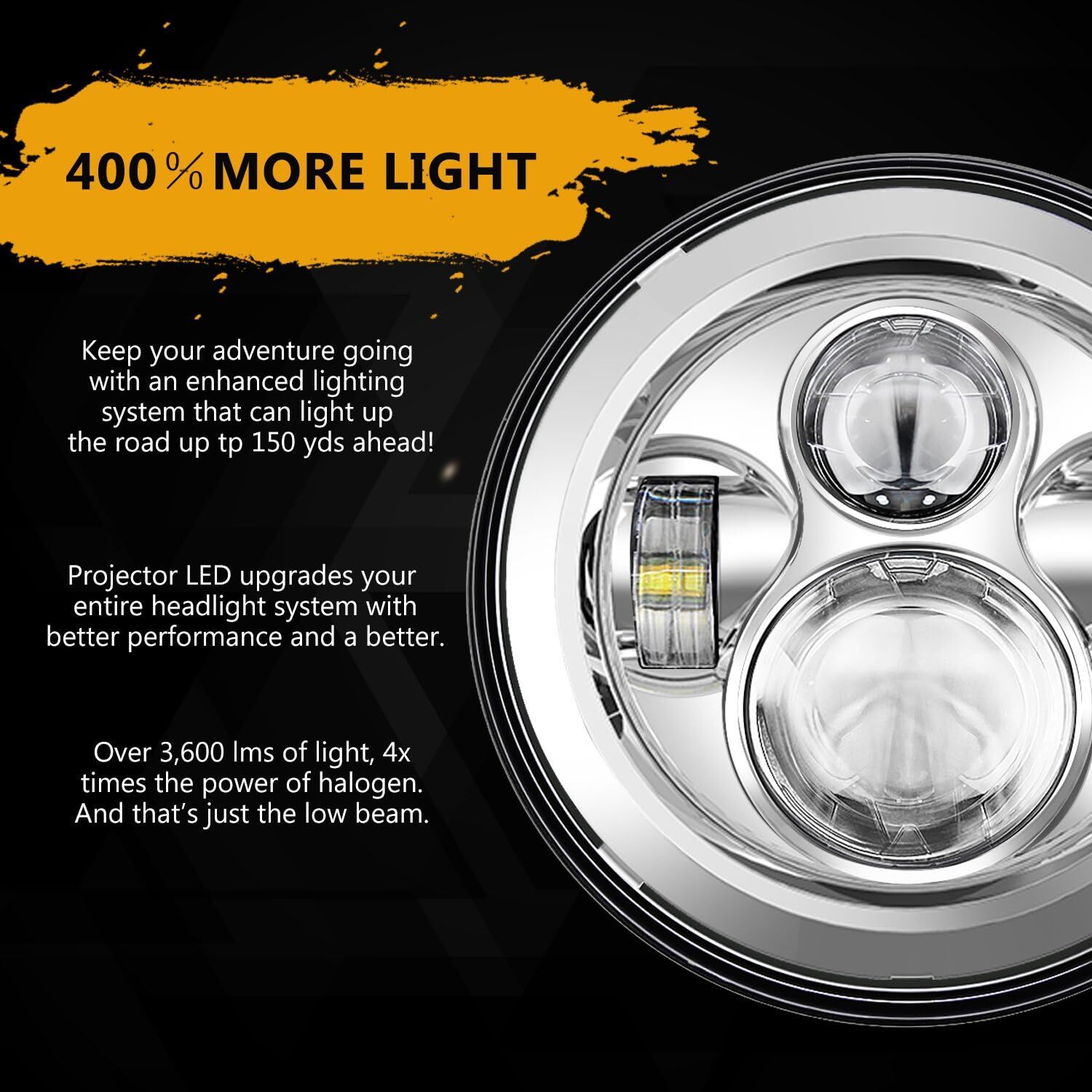7Inch 140W LED Headlight Hi/Lo + 2Pcs 4.5Inch 80W Fog Light for Harley Davidson