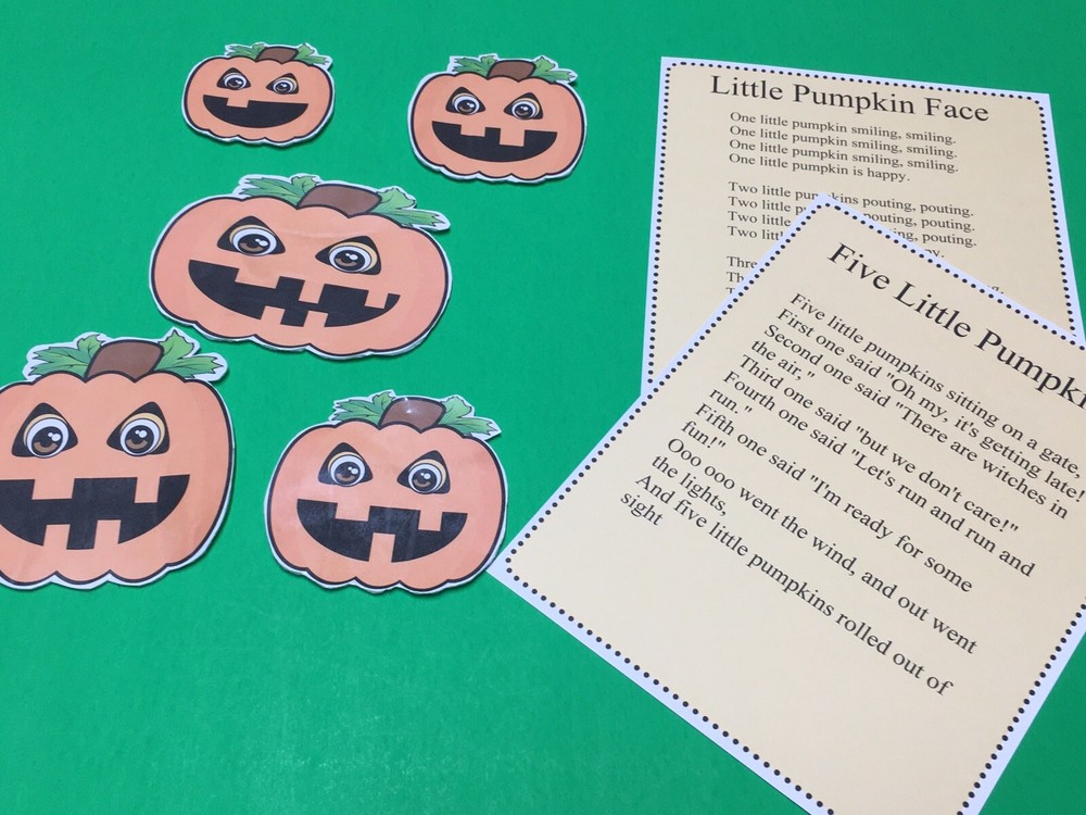 Five Little Pumpkins Flannel Board Set - Laminated Activity Set - Teaching
