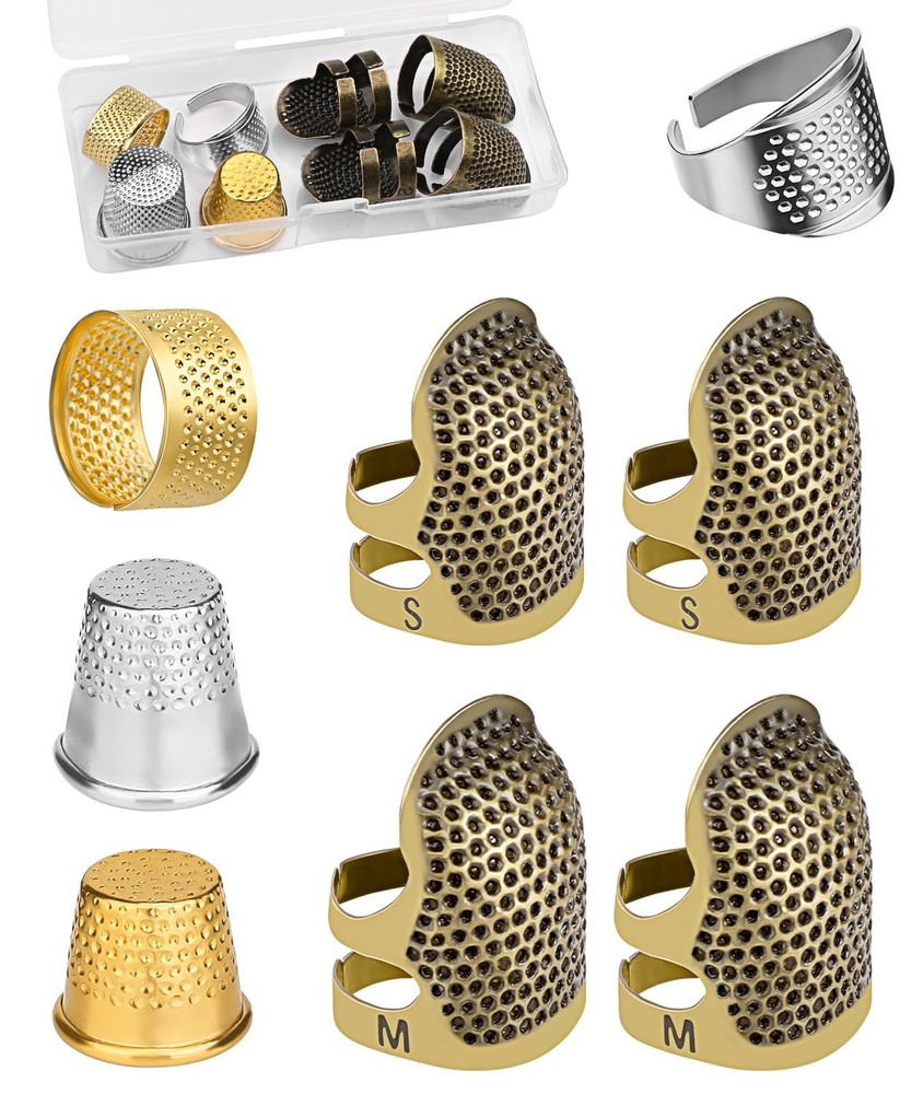 ZMAAGG Thimbles for Hand Sewing, 8 PCS Sewing Basic Version, Multicolor