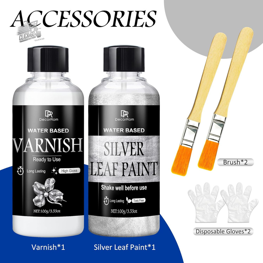200ml Liquid Silver Paint - Super Shiny And Rapid Silver Leaf Effect Kit