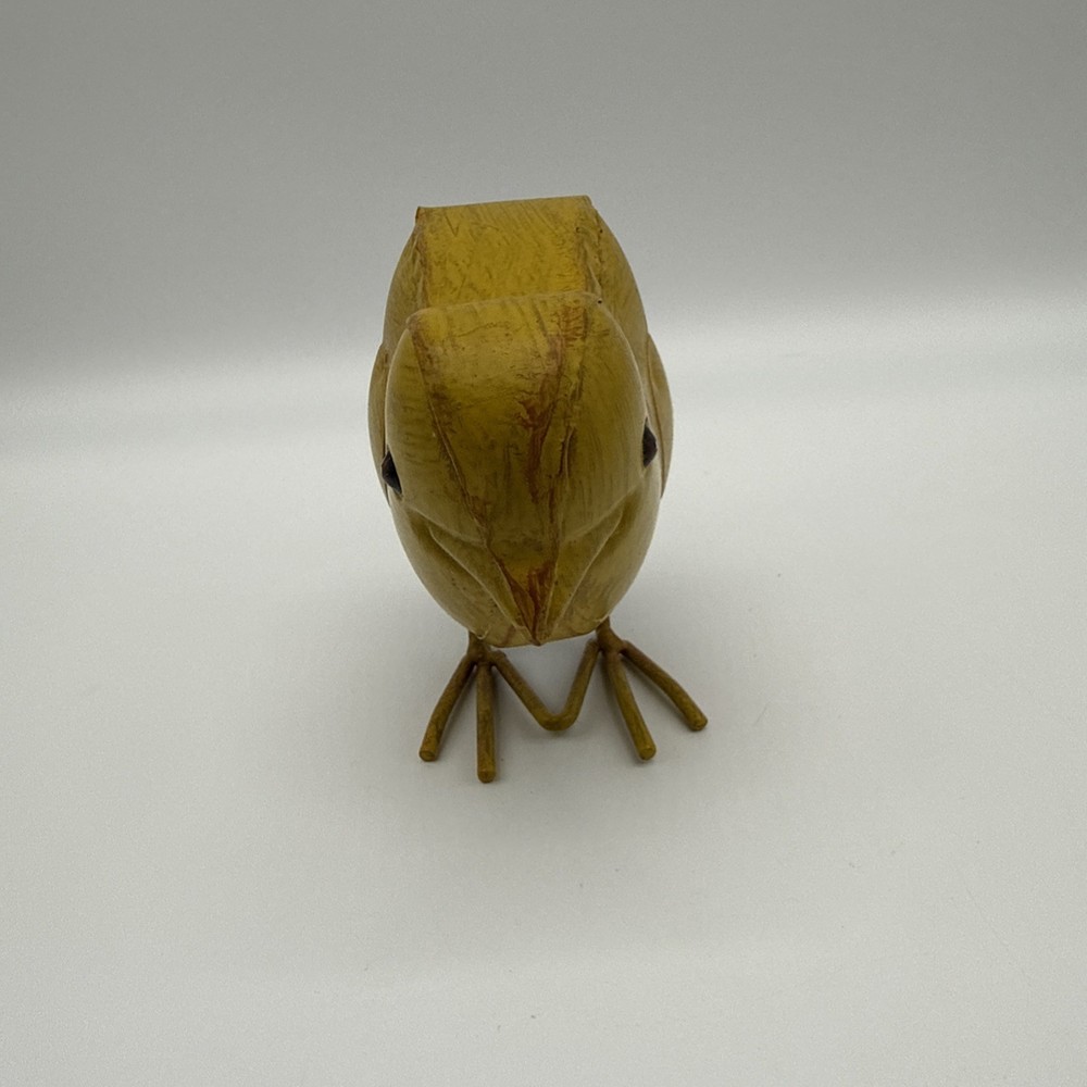 Yellow Rustic Painted Metal Decorative Chick