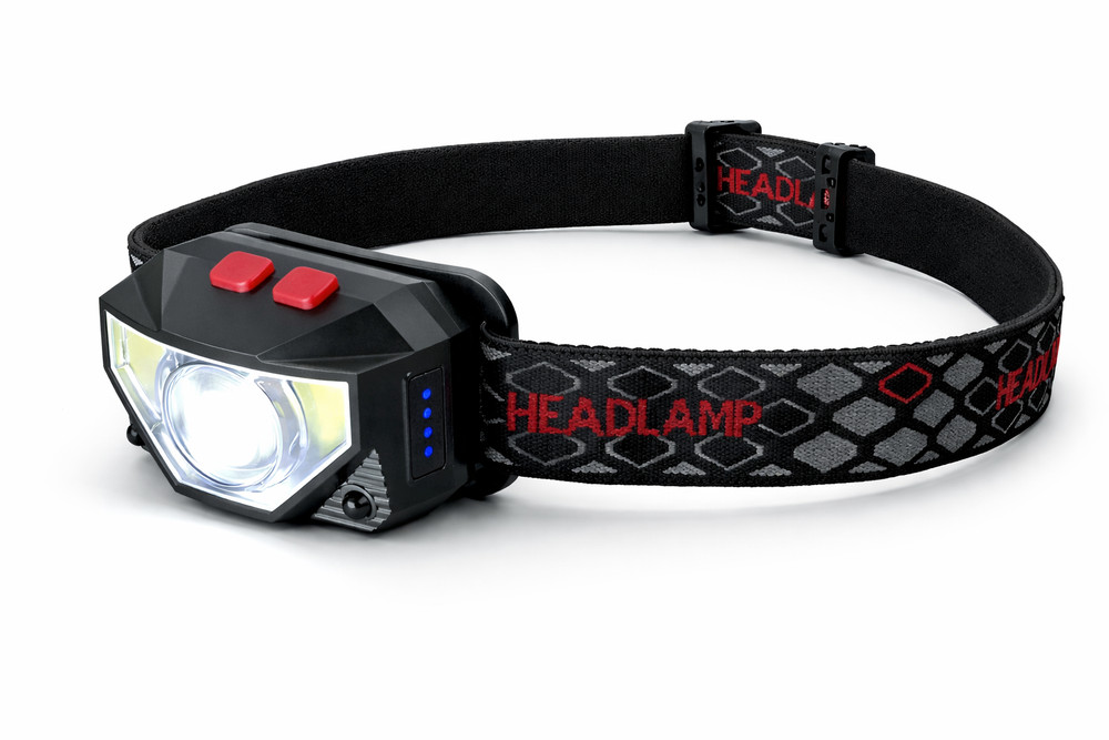 Voyager Tools 3pc LED Rechargeable Headlamp, Motion Sensor Switch USB Charging