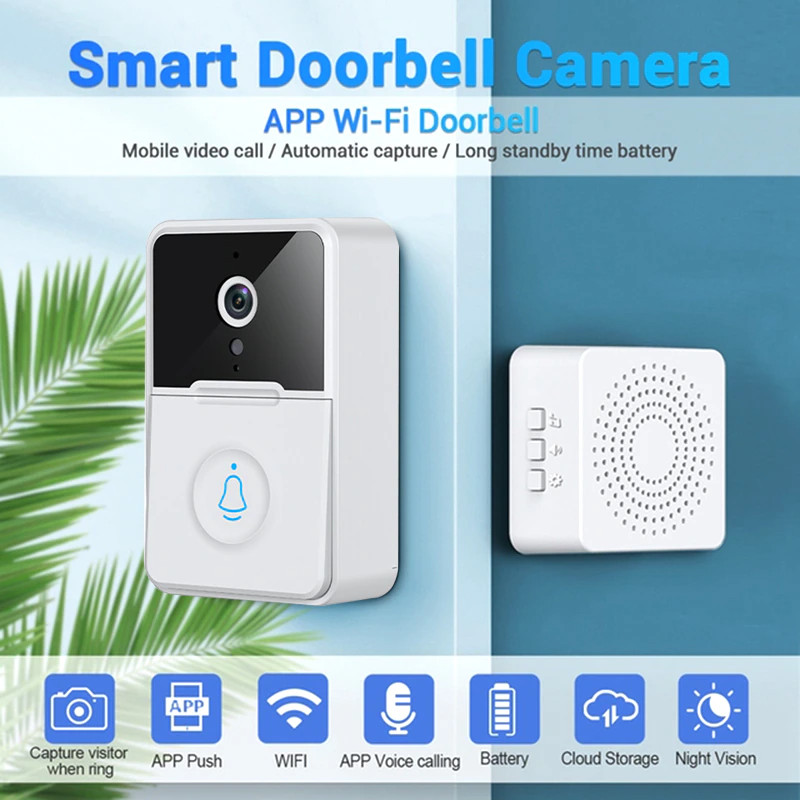 Wireless Smart WiFi Video Doorbell Camera Intercom Ring Bell with Chime Security