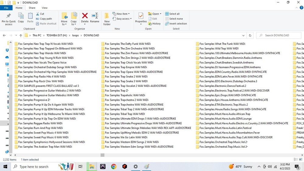 4TB hard drive full of loops, samples, refills, Rex, Native instrument programs