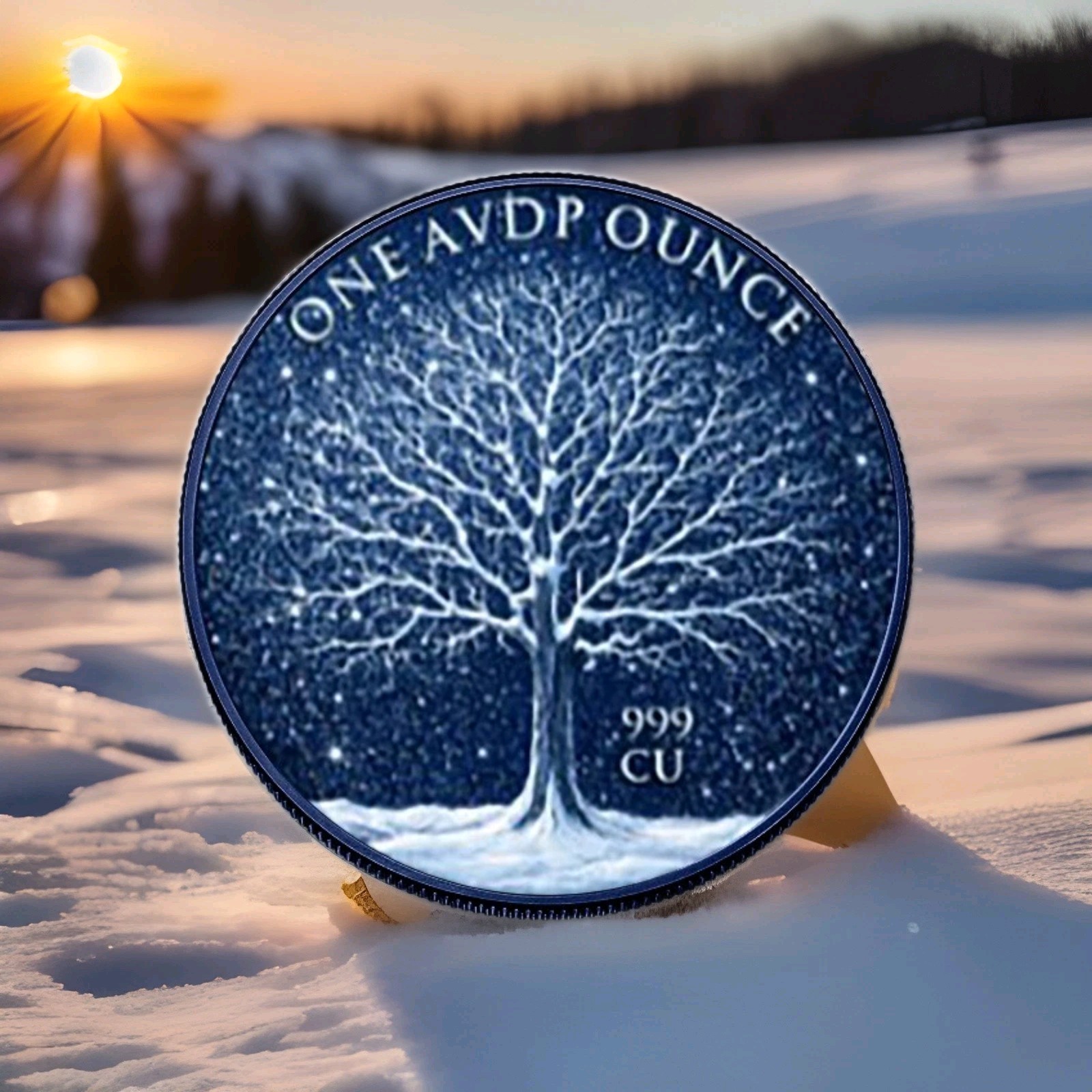 1oz Winter Maple featuring Dual Sided Diamond Dust with Box/Display Limited Mint