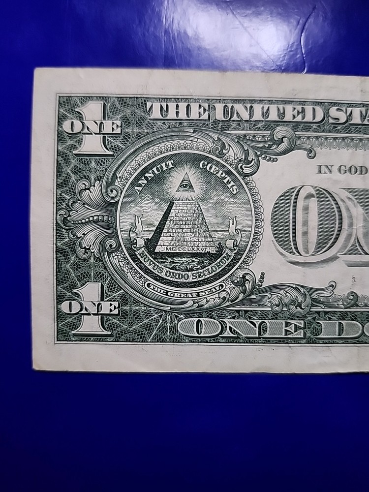 2017 $1 Note, Off-center Print Reverse, Orange Ink Contamination Error Obverse.