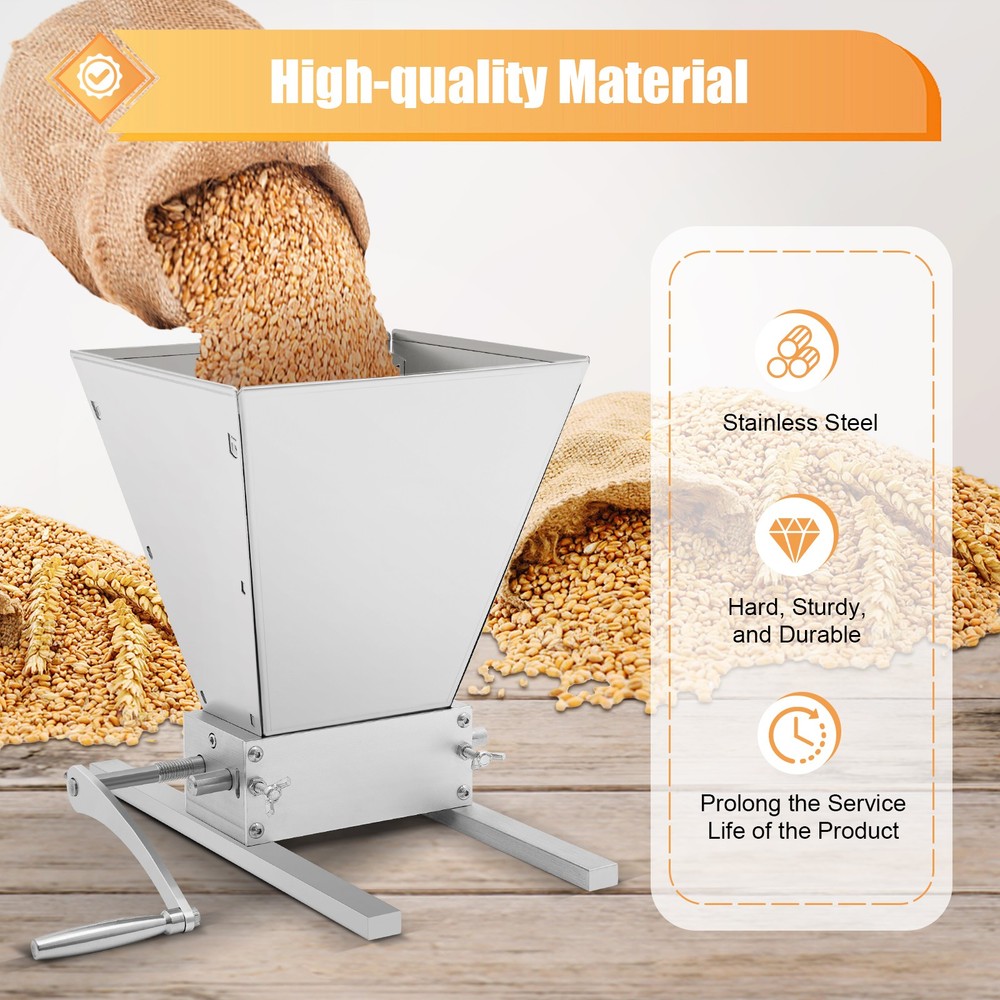 Manual Grain Mill Wheat Grinder Oat Feed Grinding Machine Stainless & 2 Rollers