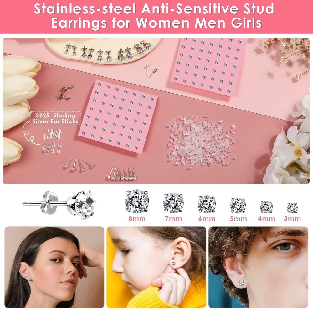 Professional Ear Piercing Gun Kit, Reusable with Stainless Black