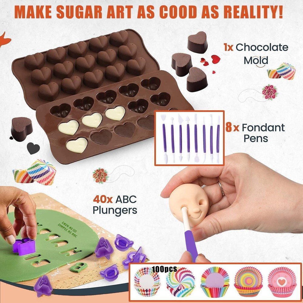 DIY Cake Decorating Kit Baking with 4 Springform Pans Rotating Turntable 540PCS