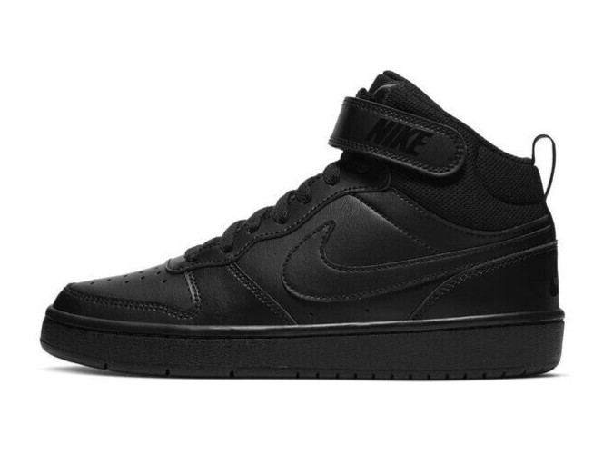 Big Kid's Nike Court Borough Mid 2 (GS) Black/Black-Black CD7782 001
