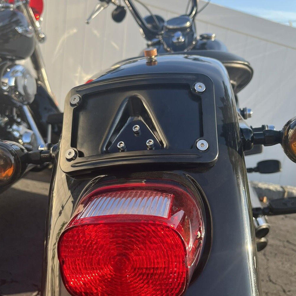 3 Hole Curved Laydown License Plate Mount Bracket For Harley Softail Sportster