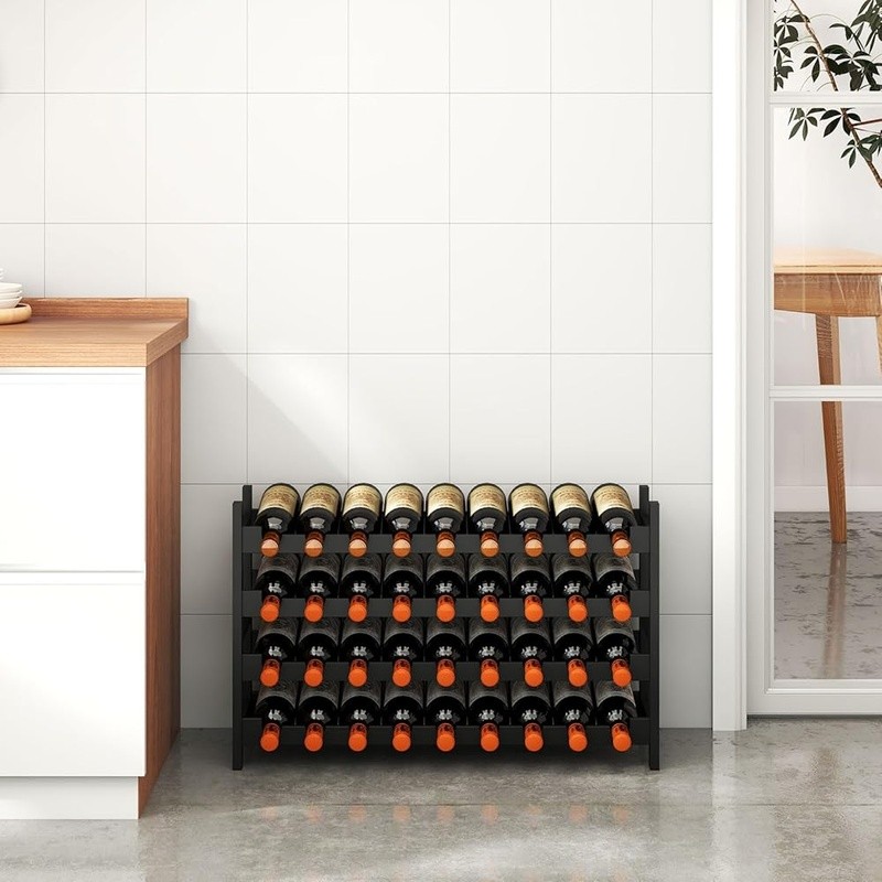 Premium Bamboo Wine Rack Modular Stackable Storage Easy Assembly Modern Design