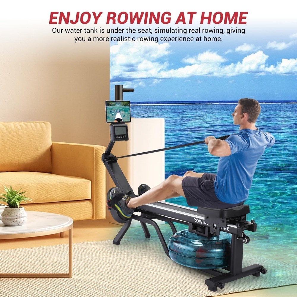 Water Rowing Machines ,380LBS Capacity Rower Machine ,Full Body Workout Training