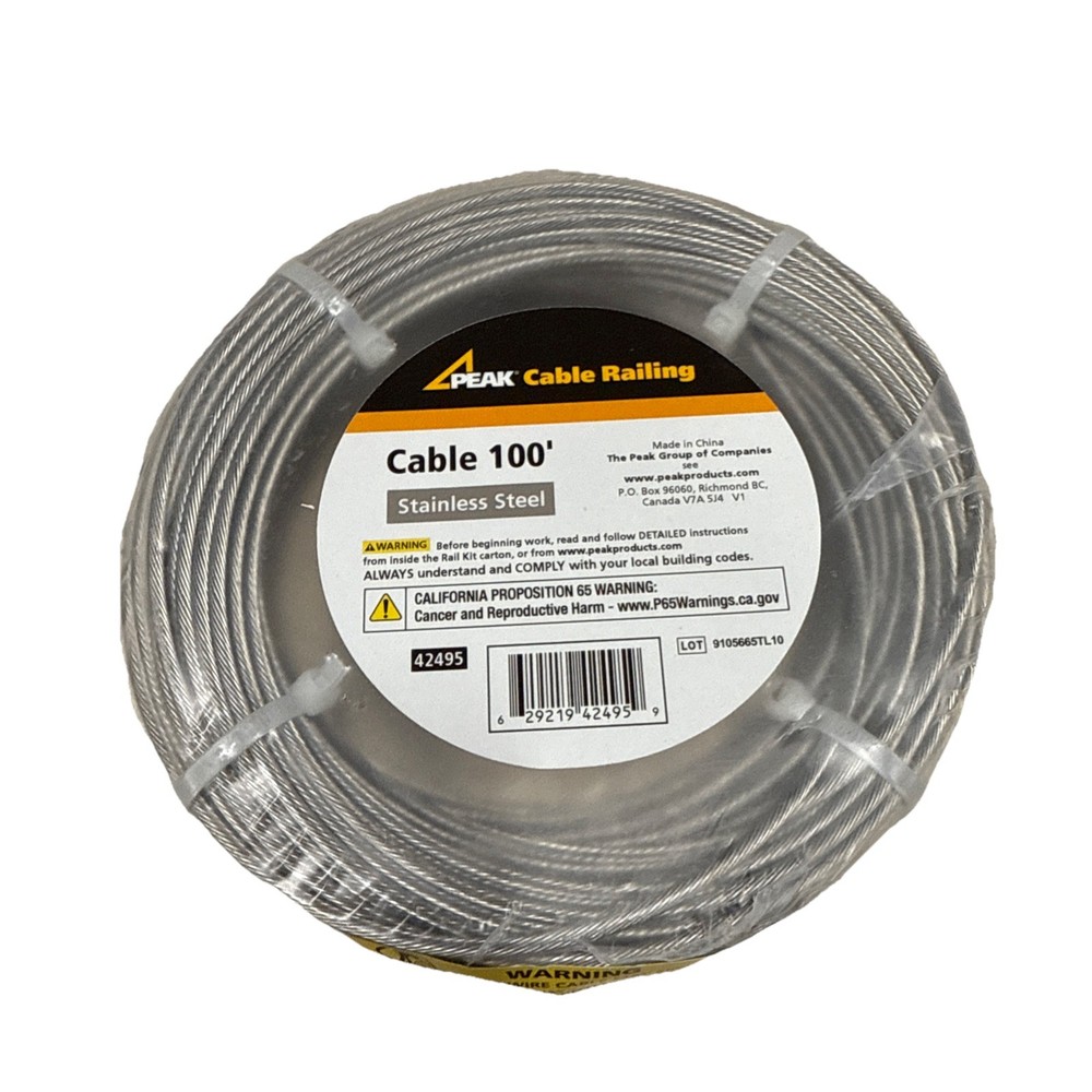 Peak - 100 ft Stainless Steel Cable for Cable Deck Railing