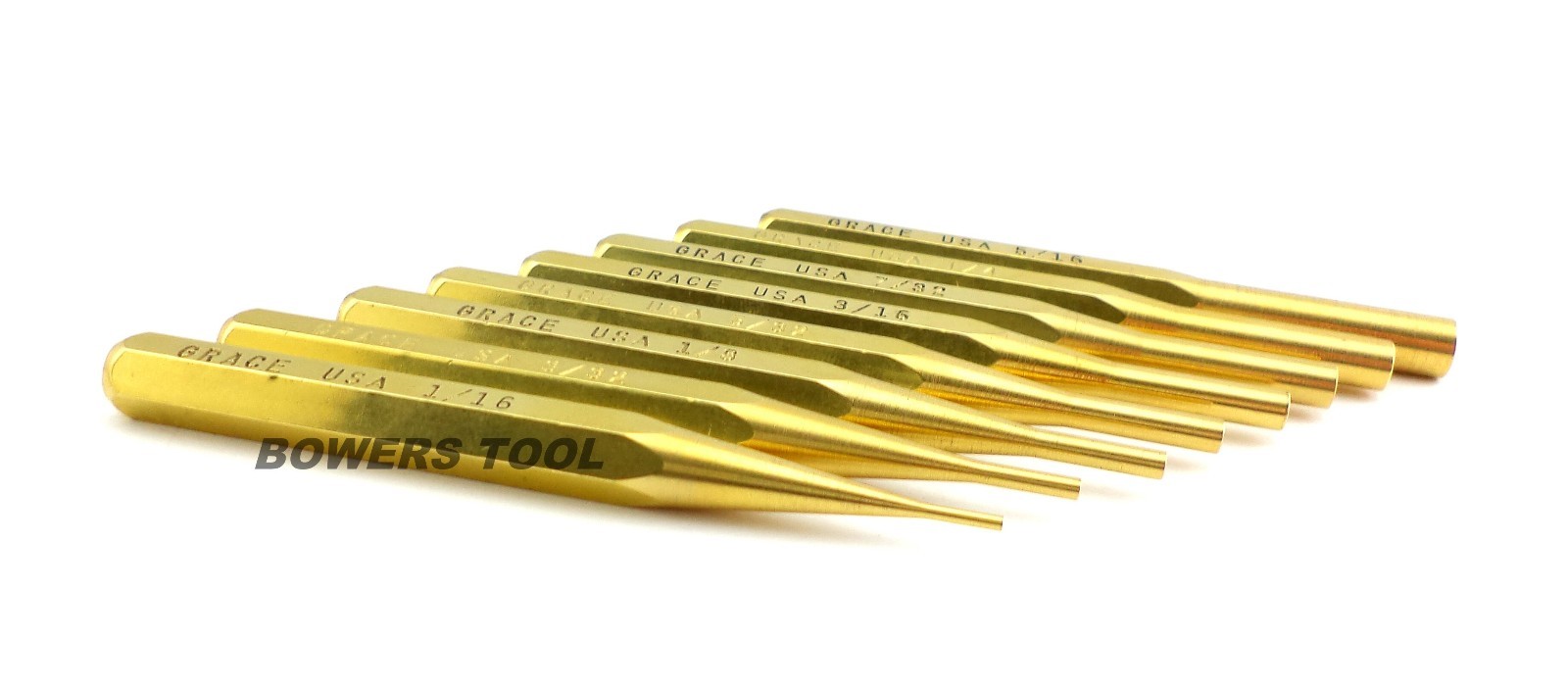 Grace Gunsmith Brass Pin Punch Set 8pc Gun Care Machinist Made in USA