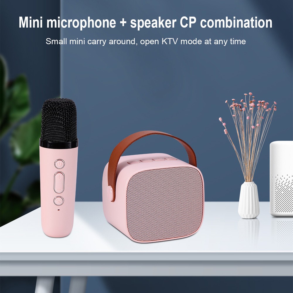 Mini Karaoke Machine W/ Wireless Handheld Microphone Bluetooth Speaker for Kids