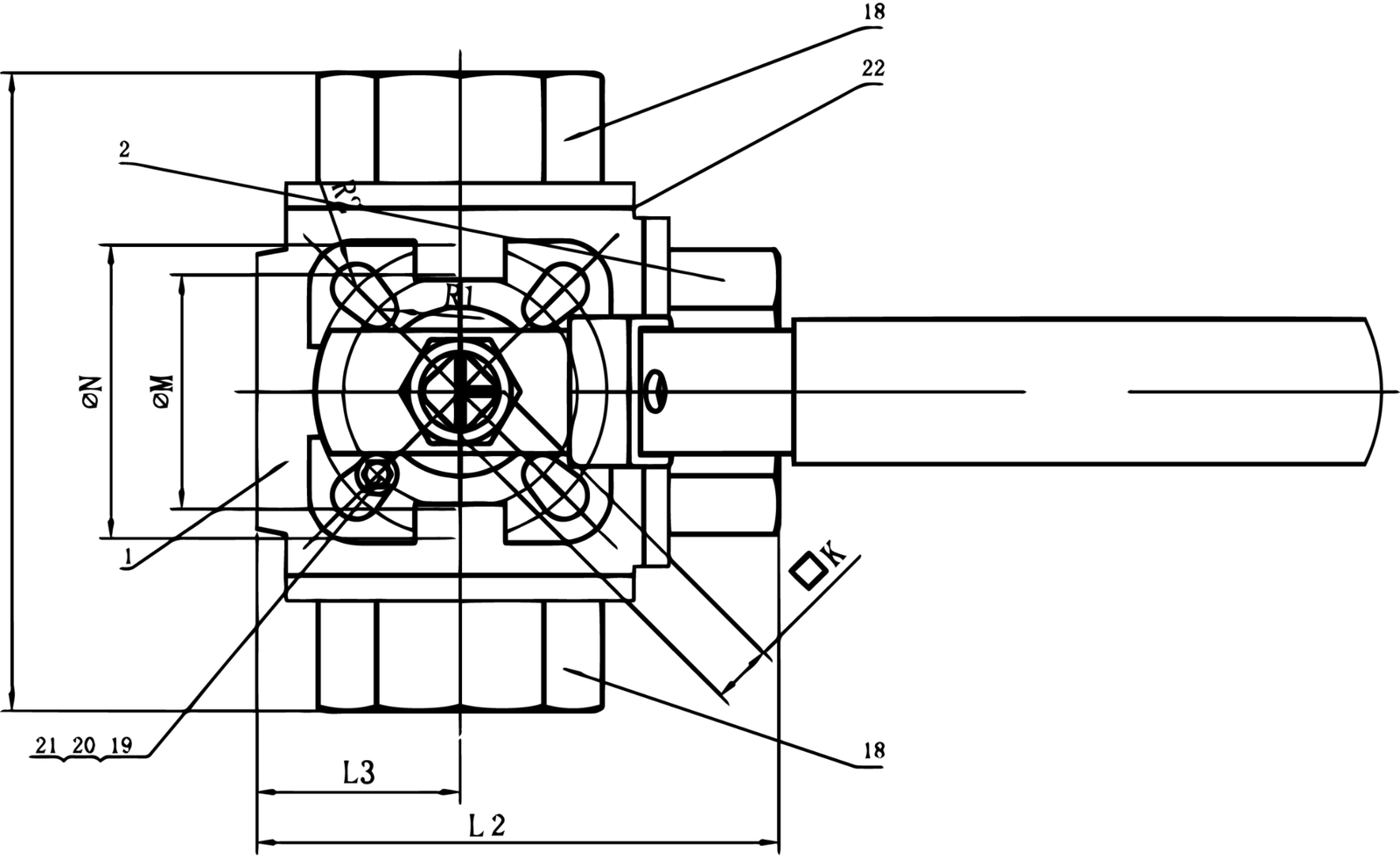 1-1/4" 3-Way T-Port Ball Valve, Stainless Steel, NPT Threaded, 1000PSI