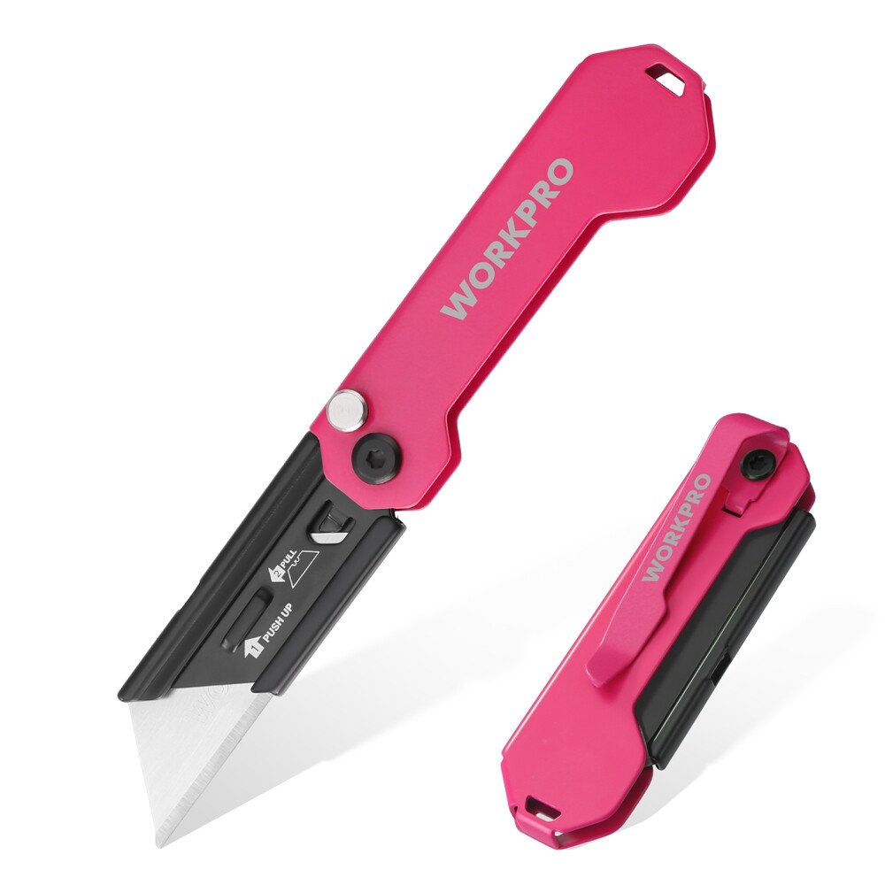 WORKPRO New Folding Utility Knife Mini Box Cutter with Quick Open Axis Lock US