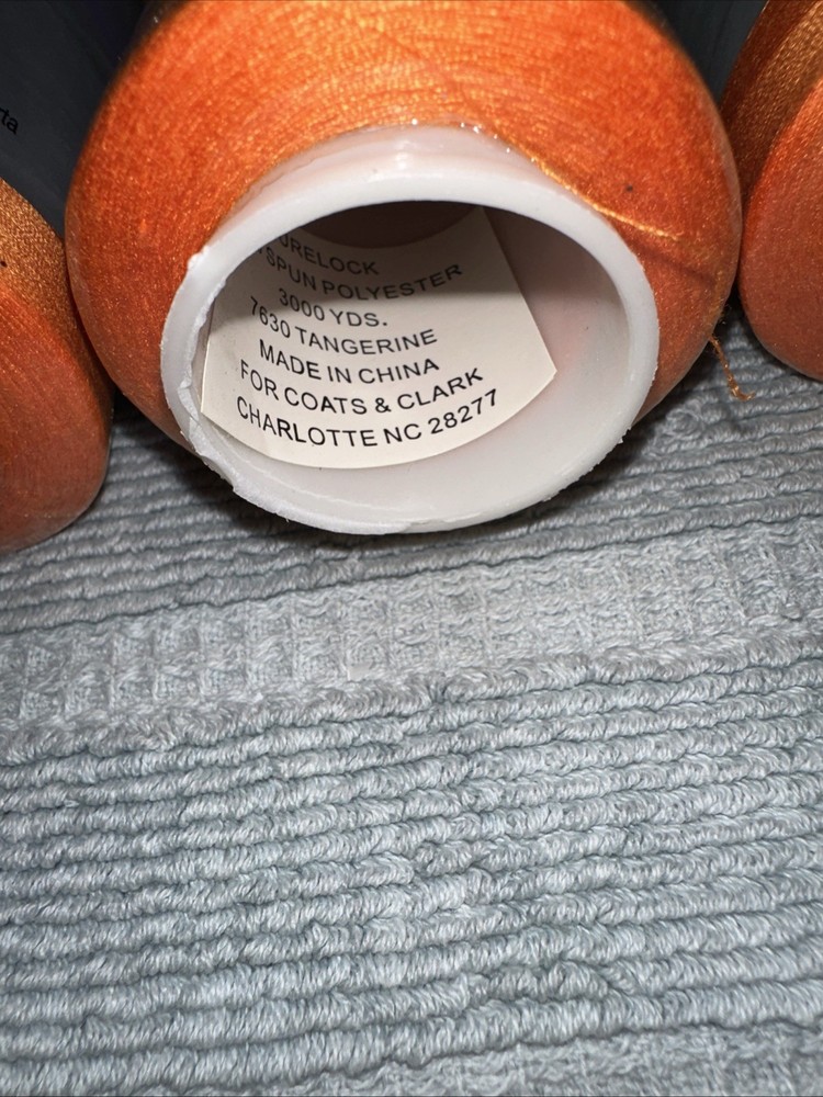 Coats Surelock 4 Spools 7630 Tangerine Orange Polyester Thread,3000 Yds