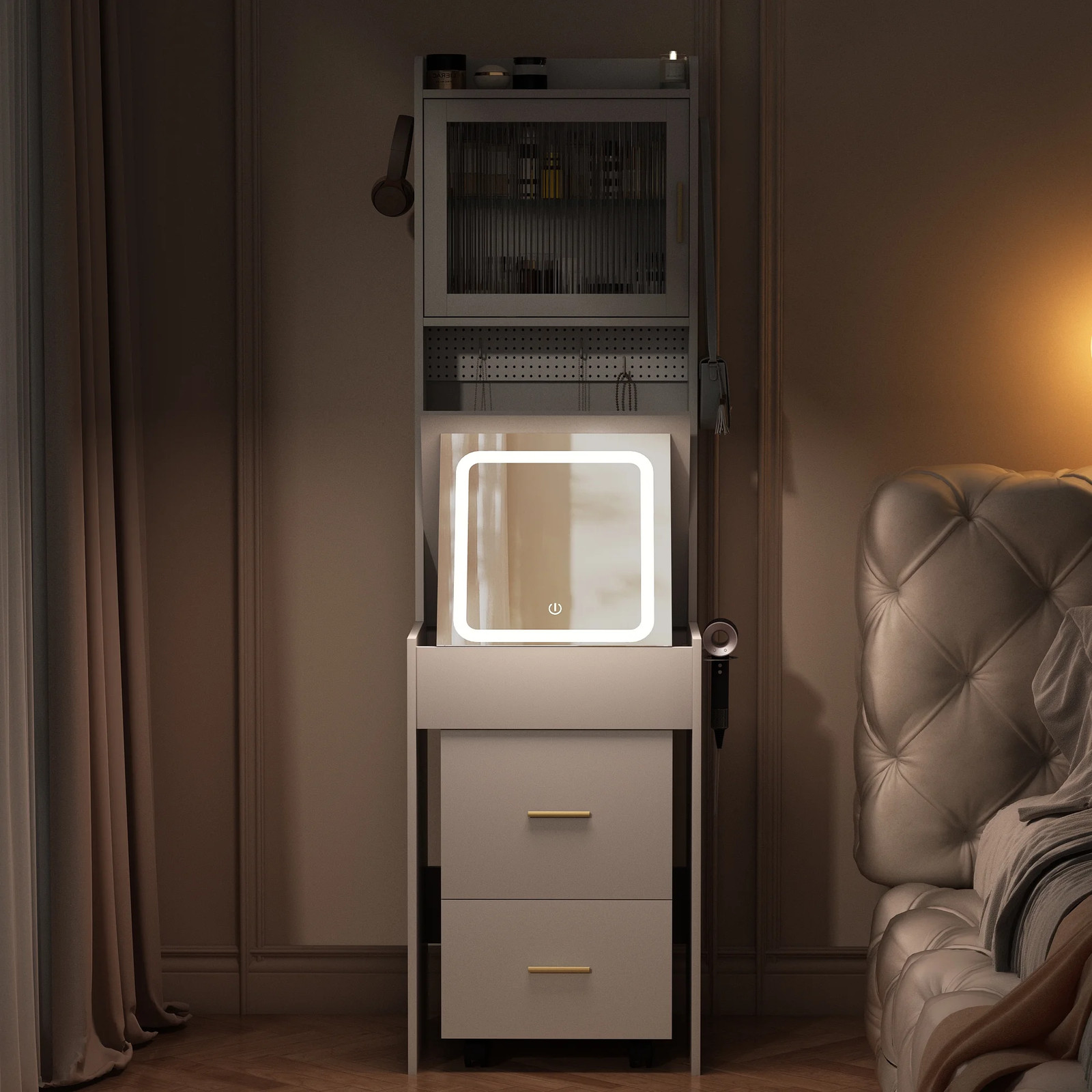 Ktaxon K1-488566 Makeup Vanity Table for Small Spaces, Vanity Table Set with 3