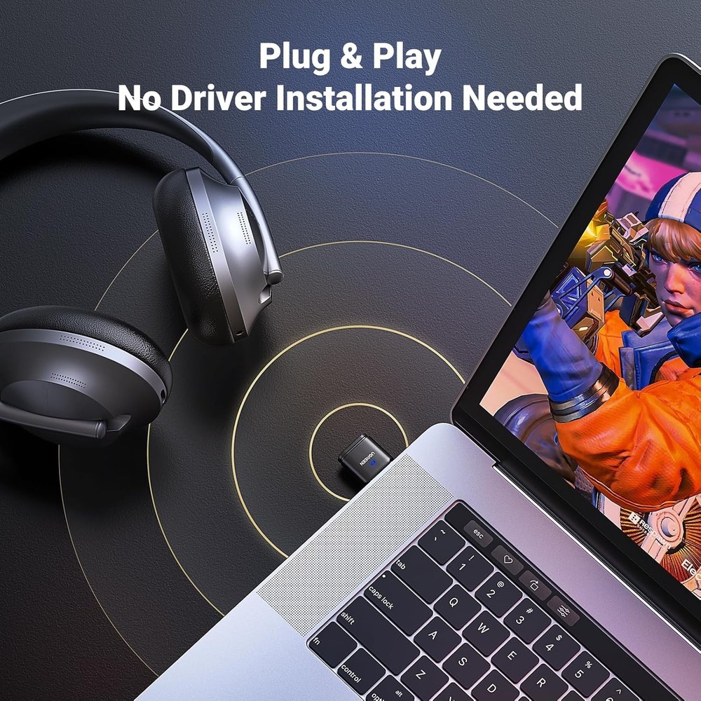 Plug & Play Bluetooth Audio Adapter - Seamless Connection for PS5, Switch, PC