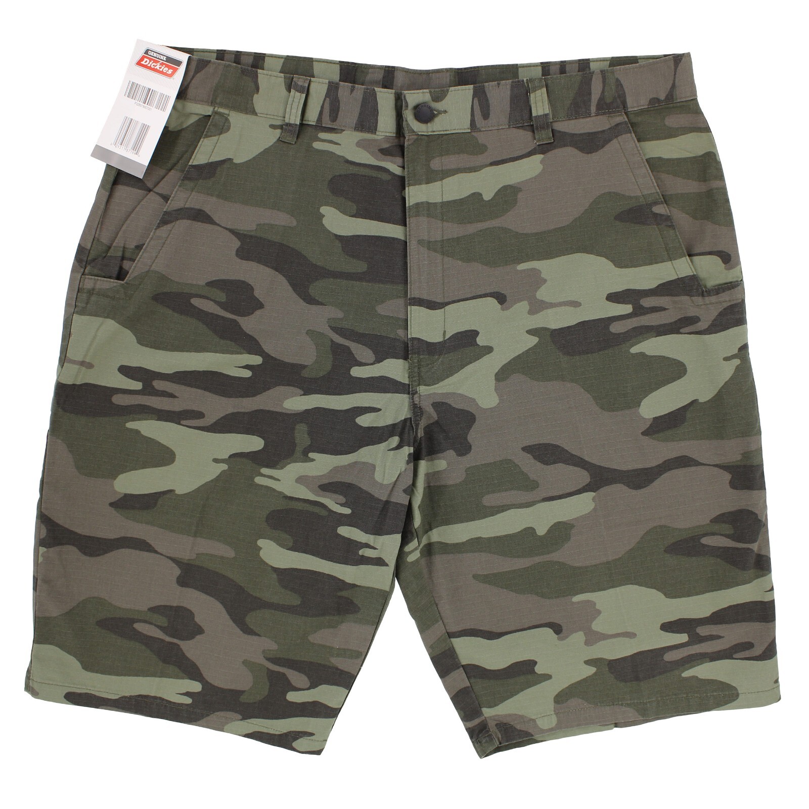 Dickies Men's Casual Shorts, Cotton Ripstop Shorts, 10.5 Inch Inseam, Green Camo
