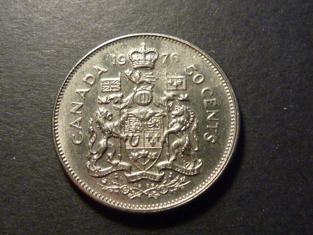 Canada BU 50c 1976, with larger strike-through error
