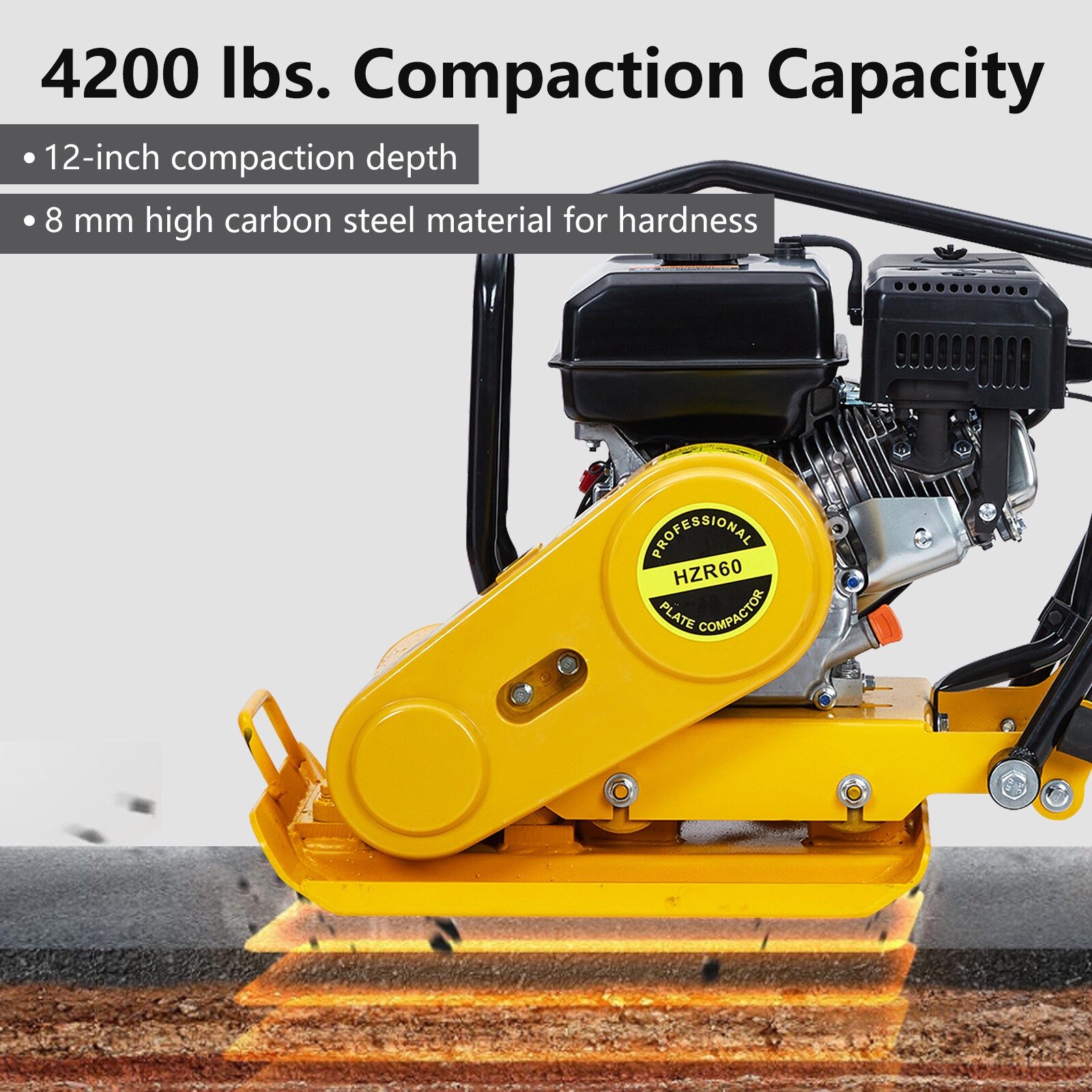 7.0HP Walk-Behind Vibratory Plate Compactor soil Dirt Rammer 212cc Gas Engine