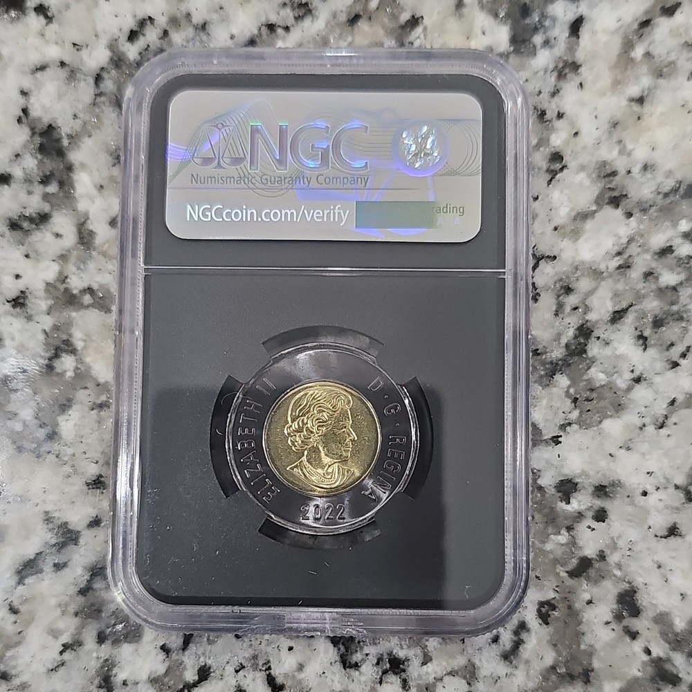 UNDER VALUE 2022 Canada $2 Polar Bear-First Release Blackened OuterRing NGC MS67