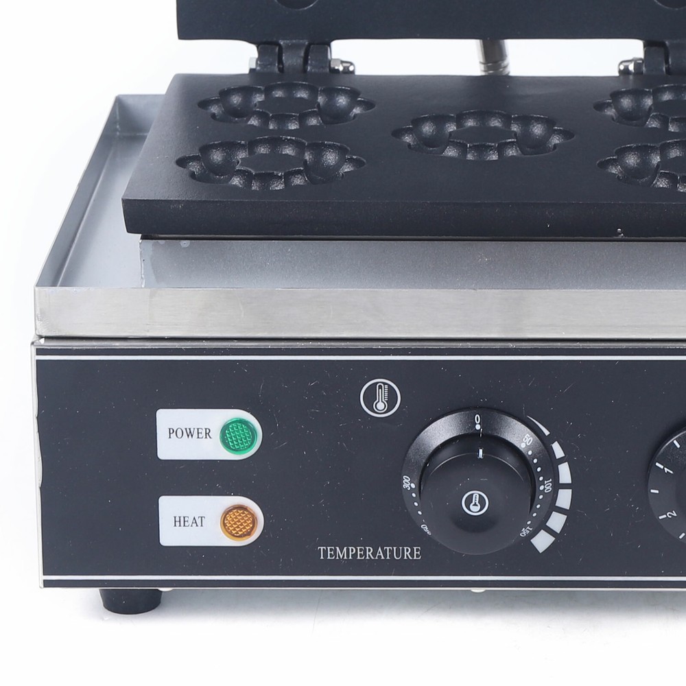 1500W Donut Maker Waffle Machine Commercial 5 Dounts Baking Waffle Machine Timer