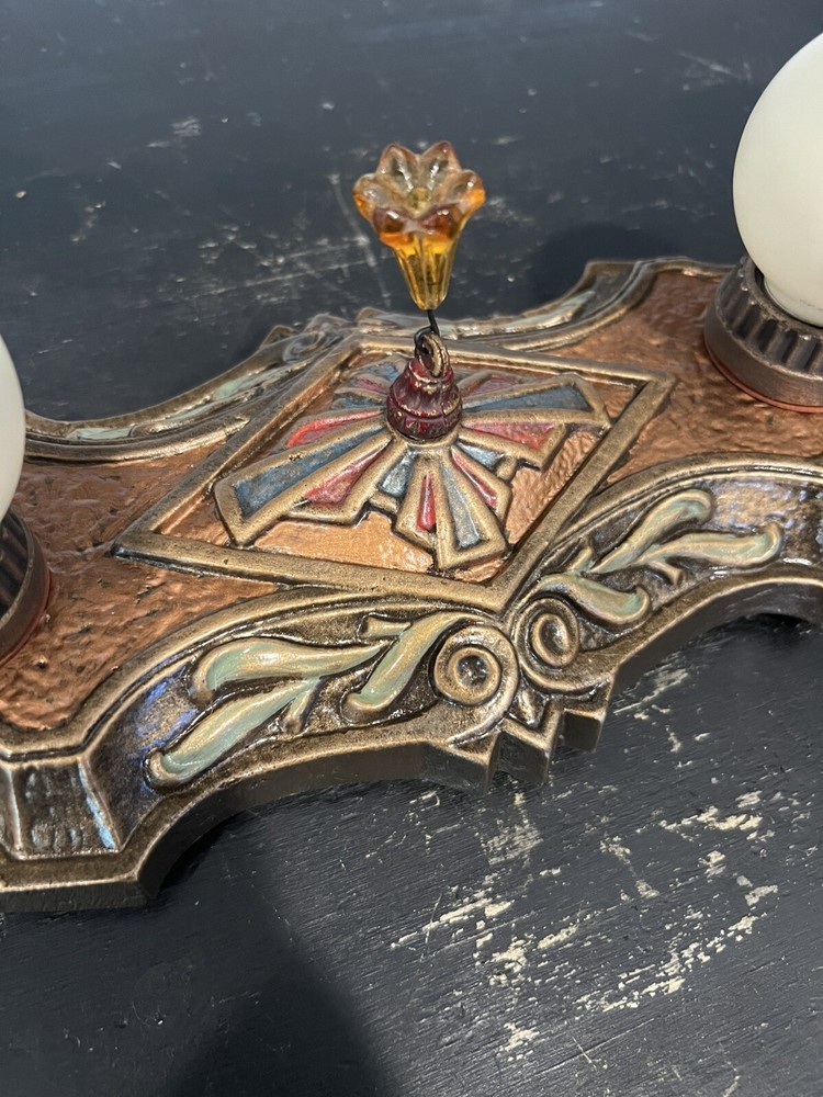 Antique Flush Mount Double Socket Fixture Nice 64C