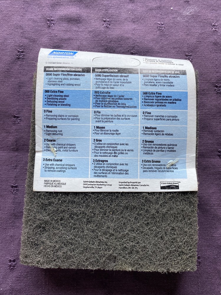 Norton Abrasives Sanding Wool Pad - Extra Fine - 2 Pack