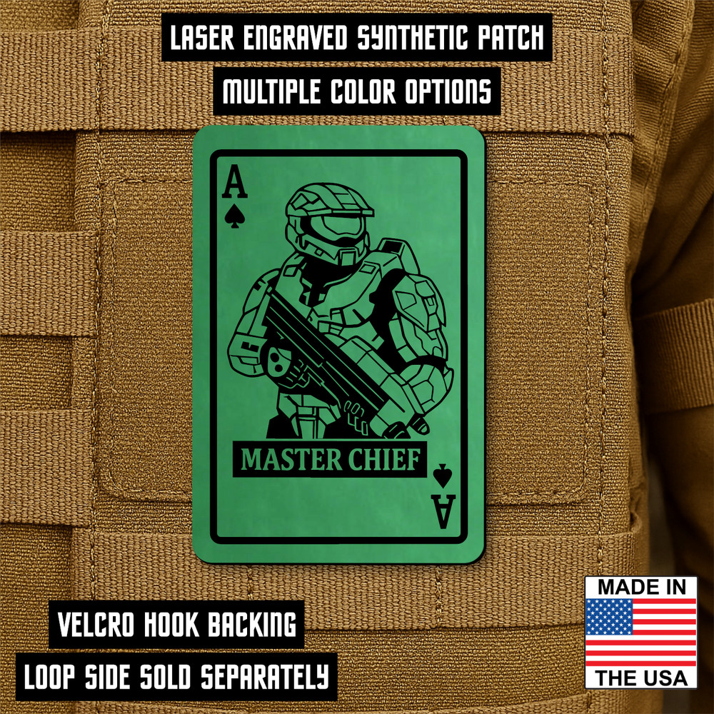 Master Chief Morale Patch, 2x3 Hook & Loop Ace of Spades Tactical Patch