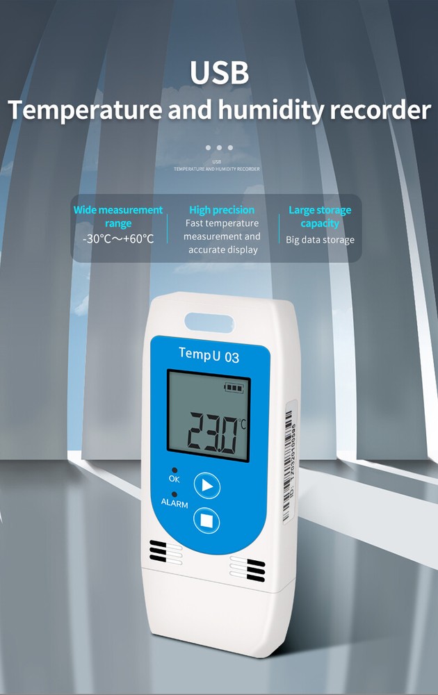 Data logger USB Temperature Humidity 32000 Points Recorder Capacity Reusable