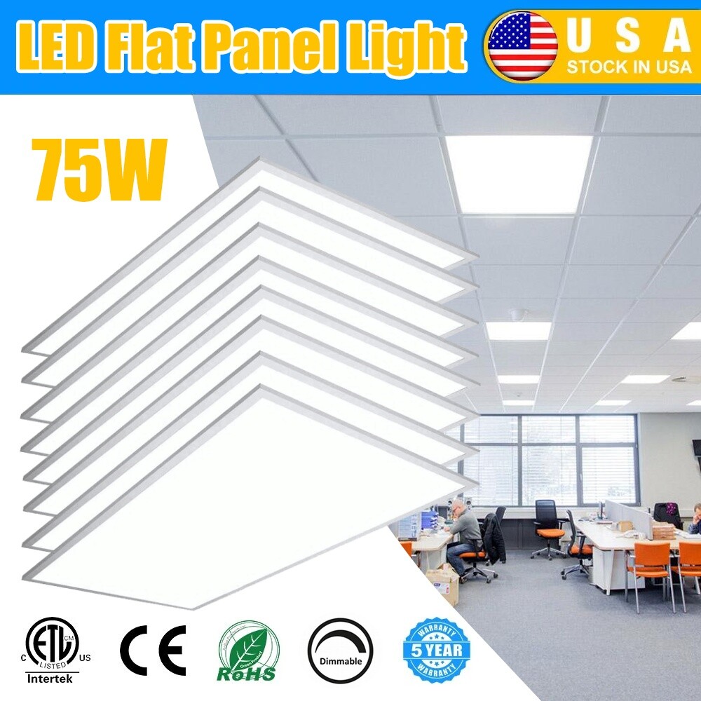 8-Pack 2X4 FT LED Flat Panel Lights Fixture, Dimmable 0-10V Drop Ceiling Lights
