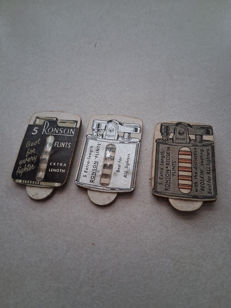 (3) Vintage WWII Era Ronson "Five Flinter" Lighter Flint  Containers Empty