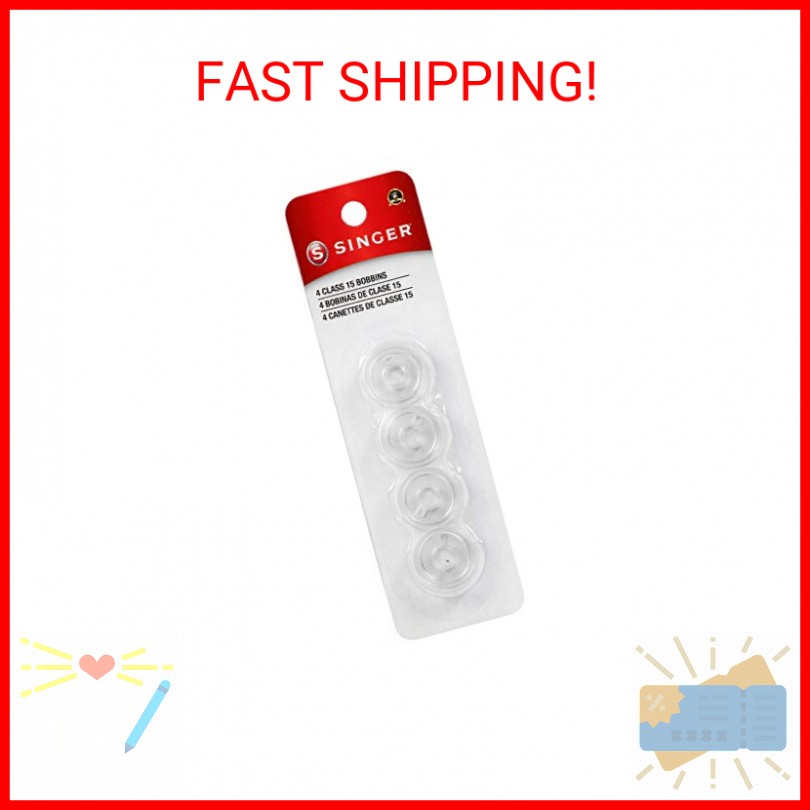 Singer Bobbins Class 15 Transparent, 4-Count