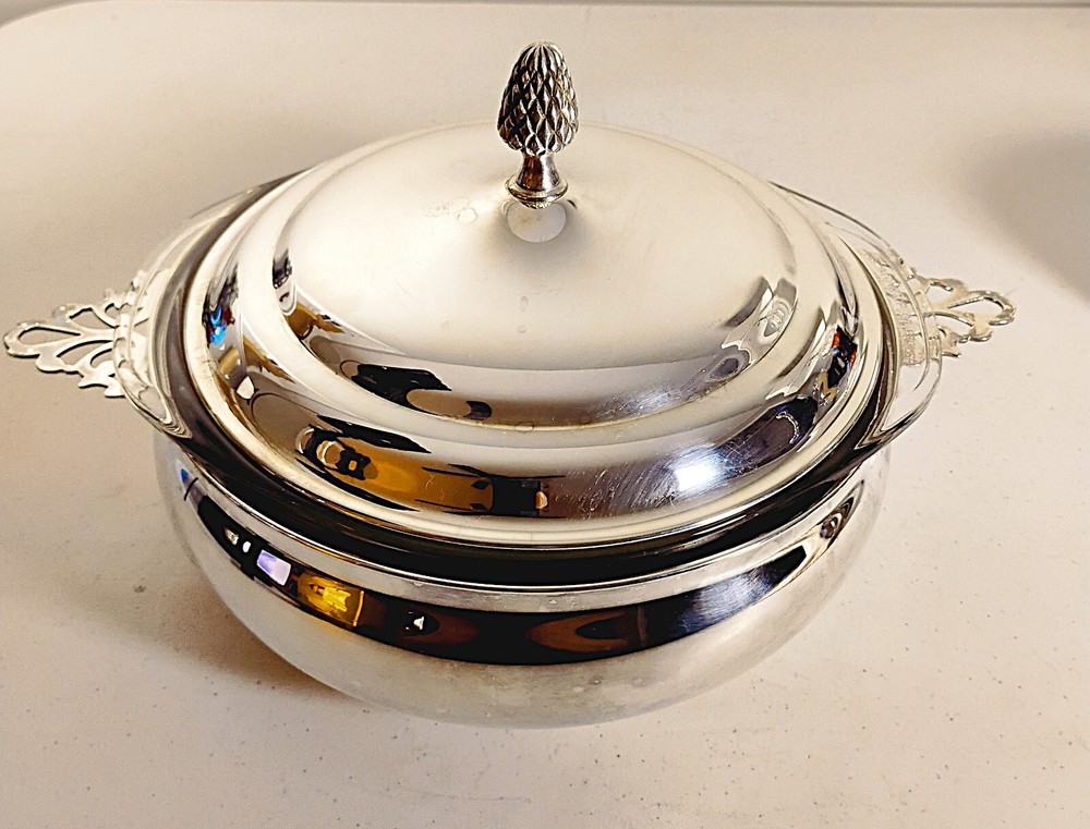 Vintage Reed & Barton Silver-Plated Covered Casserole with Pyrex Insert