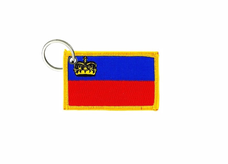 Keychain keyring embroidered embroidery patch double sided flag liecthenstein