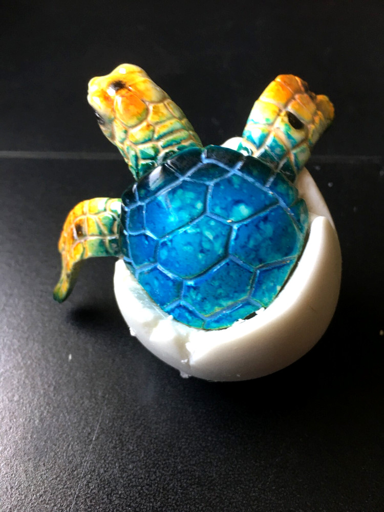 Small Turtle In Egg Figurine Resin Statue