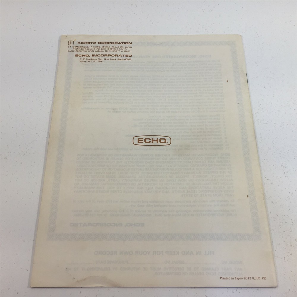 Echo SRM-200BE Trimmer Brushcutter Operator's Manual