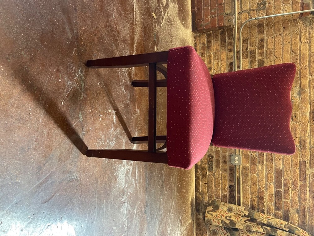 Red upholstered restaurant dining chairs. Excellent condition
