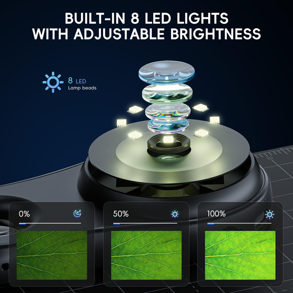 Macro Handheld Digital Microscope Fixed Focus, SKYBASIC 2" IPS Screen 500X Mini