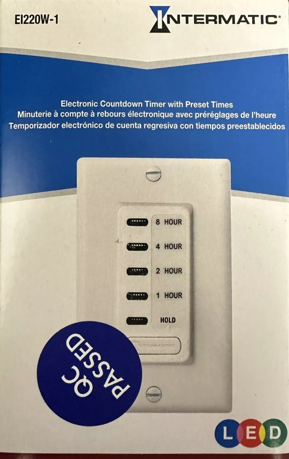 WHF EI220W-1 1/2/4/8 Hour SPST 1800-Watt In-Wall Countdown Timer White Quietcool