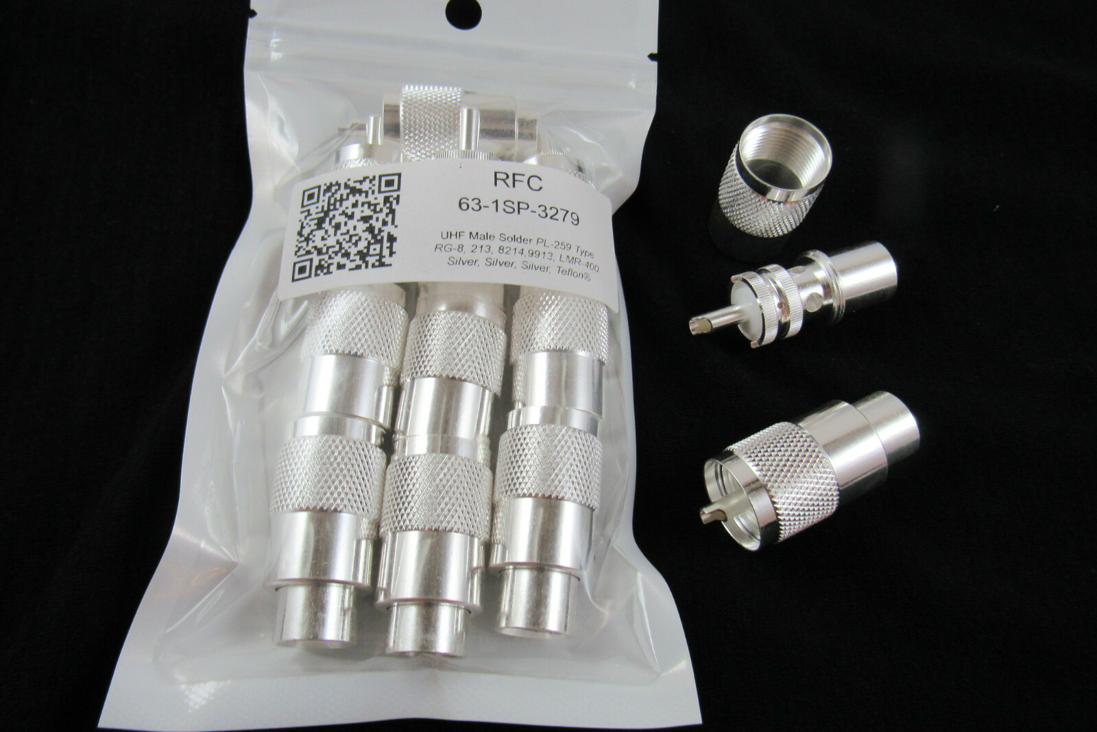 10 All Silver-Teflon® PL-259 Straight Solder Connectors for RG8 RG-213 LMR-400