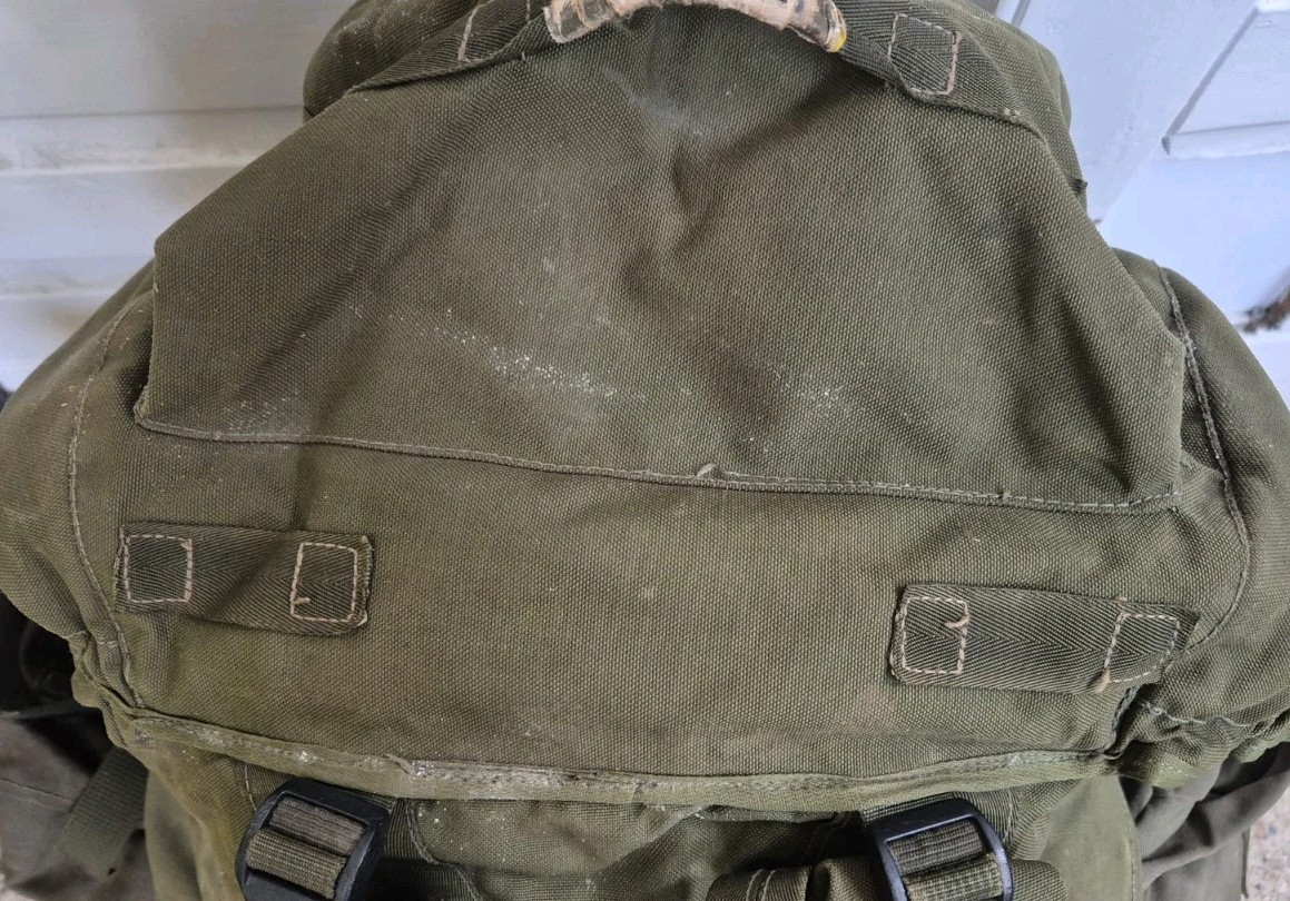 Genuine British Army 120L Bergen Olive Long Back + Side pouches 1990